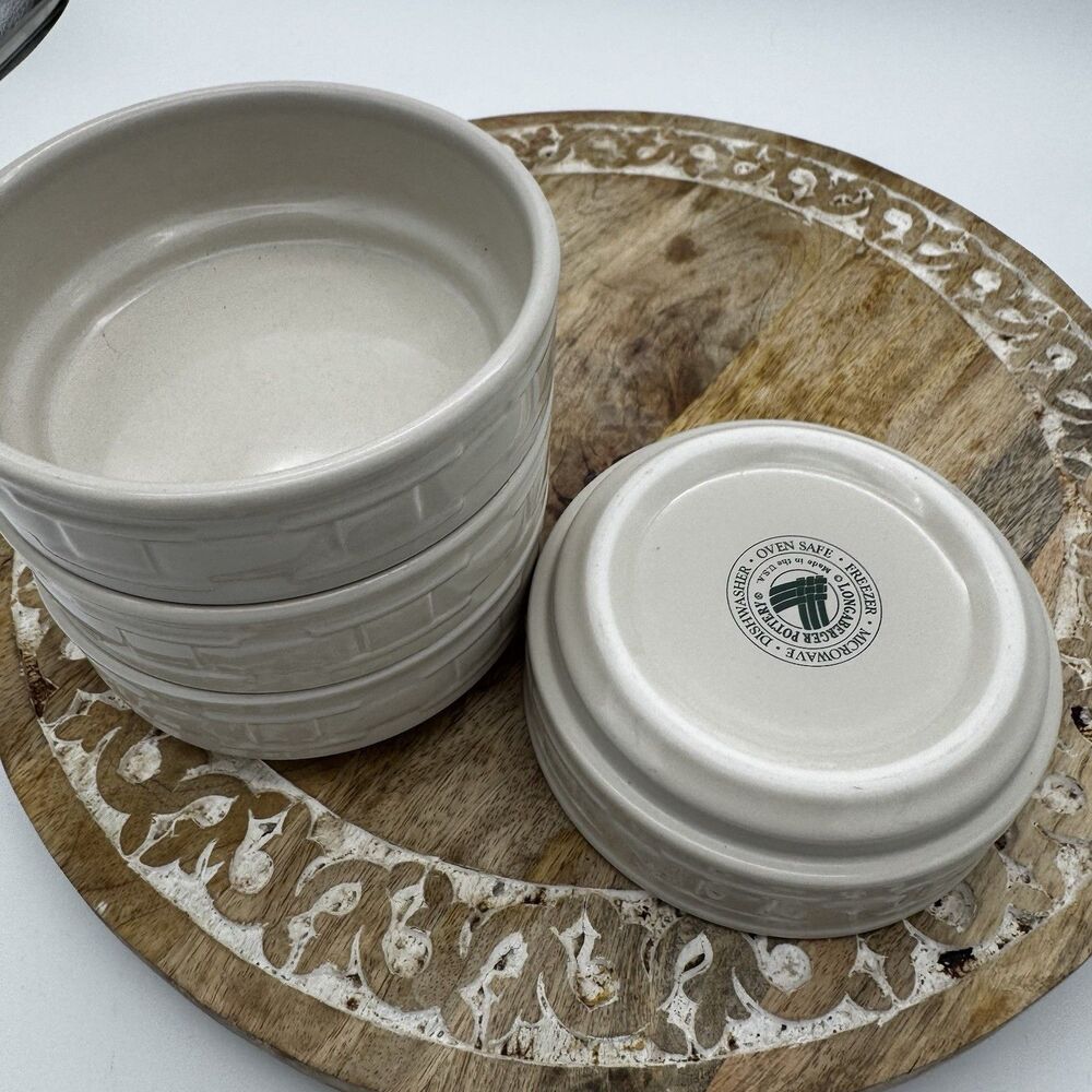 Longaberger Pottery Woven Traditions Ivory Stacking Soup or Cereal 6" Bowl Ivory - Picture 7 of 8